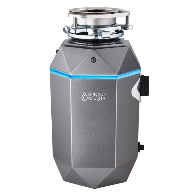 FORNO ACQUA BrightDIAMOND Black Onyx 1HP Super Quiet Garbage Disposal Corded with Motion Sensor Cabinet Light & Pre-Wired Air Switch FORNO ACQUA