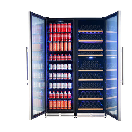 Avellina 48-in, 31.8 cu.ft. triple zone side-by-side Wine/Beverage cooler, 427 cans & 94 Wine bottles, Blue LED lights FORNO