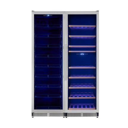 Avellina 48-in, 31.8 cu.ft. triple zone side-by-side Wine/Beverage cooler, 427 cans & 94 Wine bottles, Blue LED lights FORNO