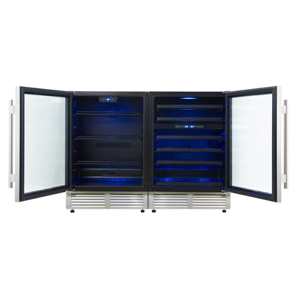 Gemello 48 Inch Side-by-Side Wine and Beverage Cooler in Stainless Steel, French Door, 9.6 cu. ft. FORNO