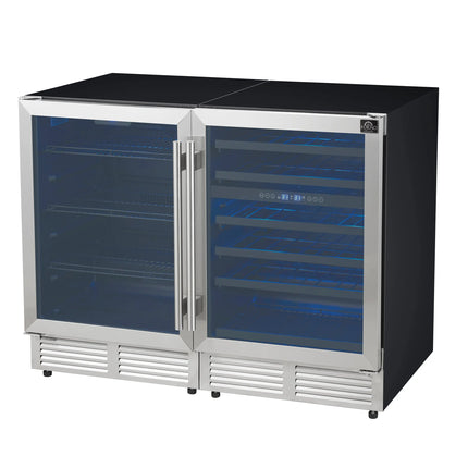 Gemello 48 Inch Side-by-Side Wine and Beverage Cooler in Stainless Steel, French Door, 9.6 cu. ft. FORNO