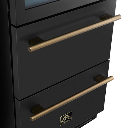 Azienda 24 Inch Dual Zone Wine Cooler, 15.8 Cu.Ft, 108 Bottles & 100 Cans, 2 Drawers, Charcoal Filters, Black FORNO