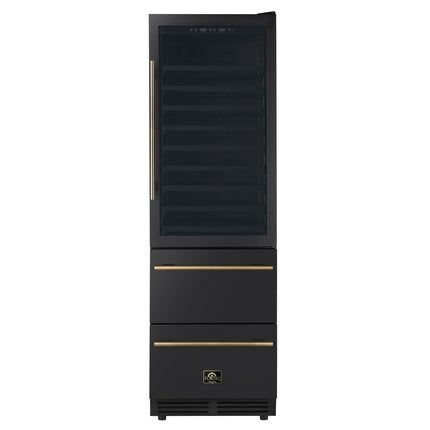 Azienda 24 Inch Dual Zone Wine Cooler, 15.8 Cu.Ft, 108 Bottles & 100 Cans, 2 Drawers, Charcoal Filters, Black FORNO