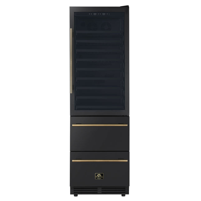 Azienda 24 Inch Dual Zone Wine Cooler, 15.8 Cu.Ft, 108 Bottles & 100 Cans, 2 Drawers, Charcoal Filters, Black FORNO