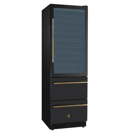 Azienda 24 Inch Dual Zone Wine Cooler, 15.8 Cu.Ft, 108 Bottles & 100 Cans, 2 Drawers, Charcoal Filters, Black FORNO