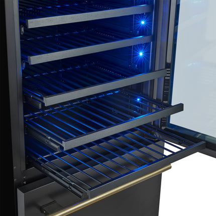 Azienda 24 Inch Dual Zone Wine Cooler, 15.8 Cu.Ft, 108 Bottles & 100 Cans, 2 Drawers, Charcoal Filters, Black FORNO