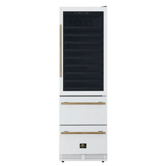 Azienda 24 Inch Dual Zone Wine Cooler, 15.8 Cu.Ft, 108 Bottles & 100 Cans, 2 Drawers, Charcoal Filters, White FORNO