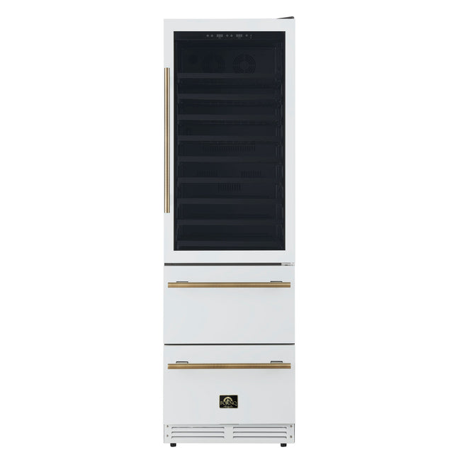 Azienda 24 Inch Dual Zone Wine Cooler, 15.8 Cu.Ft, 108 Bottles & 100 Cans, 2 Drawers, Charcoal Filters, White FORNO