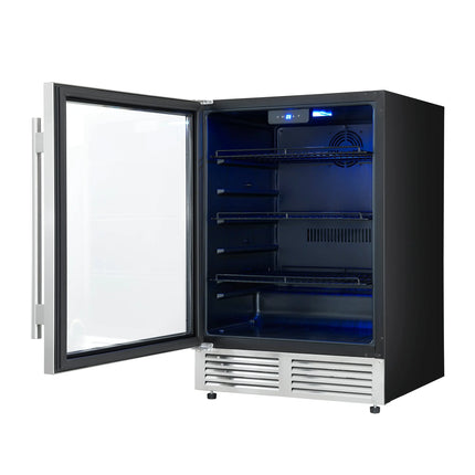 Forno Frescolino 24 Inch Beverage Cooler, Stainless Steel, with LED Lighting, Triple Glass Door, 188 Can Capacity, Built-In or Freestanding FORNO