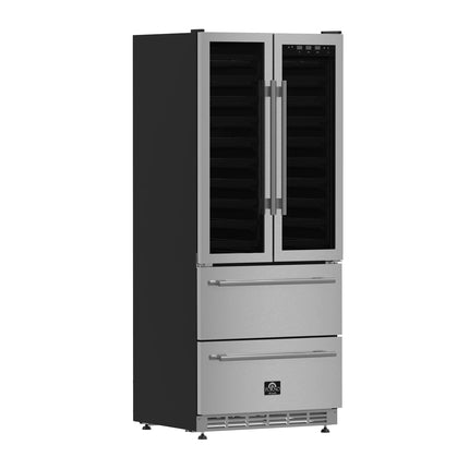 Forno Campania 32-Inch Wine Cooler, Stainless Steel, Dual Wine Zones, Two Beverage Drawers, 17.7 cu.ft FORNO