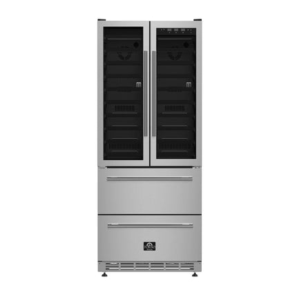 Forno Campania 32-Inch Wine Cooler, Stainless Steel, Dual Wine Zones, Two Beverage Drawers, 17.7 cu.ft FORNO