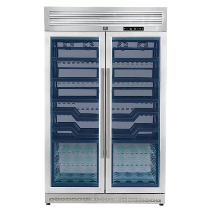 FORNO Abruzzo 48-Inch Dual Zones Wine Cellar, 102 Bottles, 24 cu. ft., Green Acrylic Holders & Black Shelves FORNO
