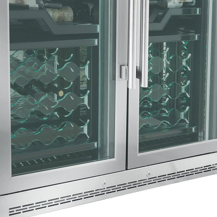 FORNO Abruzzo 48-Inch Dual Zones Wine Cellar, 102 Bottles, 24 cu. ft., Green Acrylic Holders & Black Shelves FORNO
