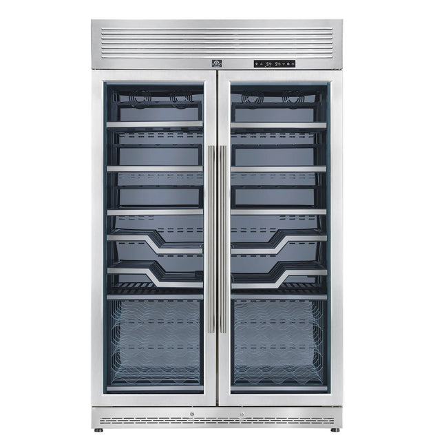 FORNO Abruzzo 48-Inch Dual Zone Wine Cellar, 102 Bottles, 24 cu. ft., Clear Acrylic Holders & Stainless Trim Shelves FORNO