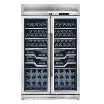 FORNO Abruzzo 48-Inch Dual Zone Wine Cellar, 102 Bottles, 24 cu. ft., Clear Acrylic Holders & Stainless Trim Shelves FORNO