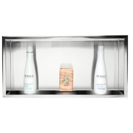 ALFI brand ABN2412-PSS 24 x 12 Polished Stainless Steel Horizontal Single Shelf Bath Shower Niche