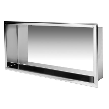 ALFI brand ABN2412-PSS 24 x 12 Polished Stainless Steel Horizontal Single Shelf Bath Shower Niche