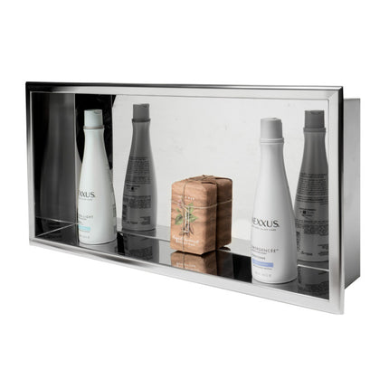 ALFI brand ABN2412-PSS 24 x 12 Polished Stainless Steel Horizontal Single Shelf Bath Shower Niche