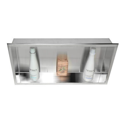 ALFI brand ABN2412-PSS 24 x 12 Polished Stainless Steel Horizontal Single Shelf Bath Shower Niche