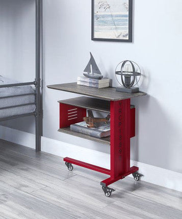 ACME AC00361 Cargo Red Accent Table with Wall Shelf ACME Furniture