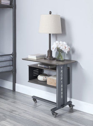 ACME AC00362 Cargo Gunmetal Accent Table with Wall Shelf ACME Furniture