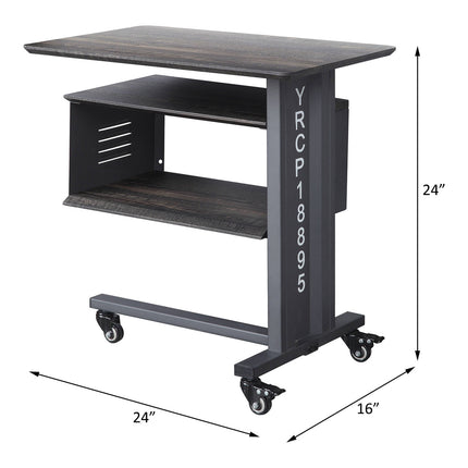 ACME AC00362 Cargo Gunmetal Accent Table with Wall Shelf  2
