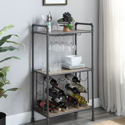 ACME AC00364 Brantley Floor Wine Bottle & Glass Rack