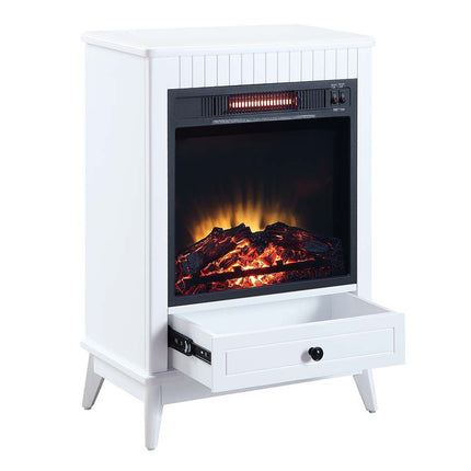 ACME AC00850 Hamish White Cabinet with Fireplace  1