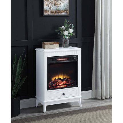 ACME AC00850 Hamish White Cabinet with Fireplace  2