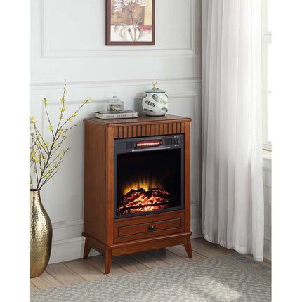 ACME AC00852 Hamish Walnut Cabinet with Fireplace  2