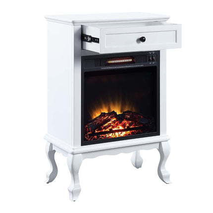 ACME AC00853 Eirene White Cabinet with Fireplace  1