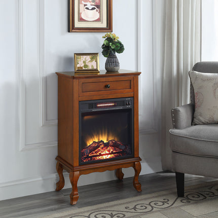 ACME AC00855 Eirene Walnut Cabinet with Fireplace