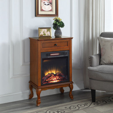 ACME AC00855 Eirene Walnut Cabinet with Fireplace ACME Furniture