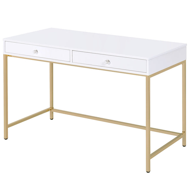 ACME 92540 Ottey Desk, White High Gloss & Gold