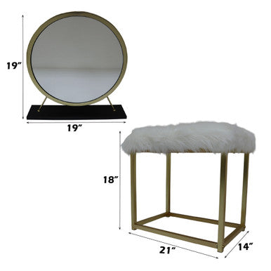 ACME AC00931 Adao Vanity Mirror and Stool ACME Furniture
