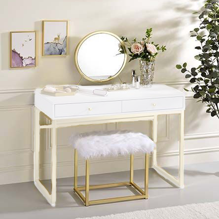 ACME AC00932 Adao Vanity Mirror and Stool  1