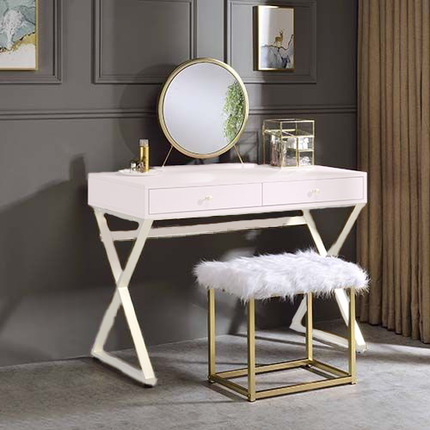 ACME AC00934 Adao Vanity Mirror and Stool  1
