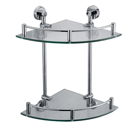 ALFI brand AB9548 Polished Chrome Corner Mounted Double Glass Shower Shelf ALFI brand