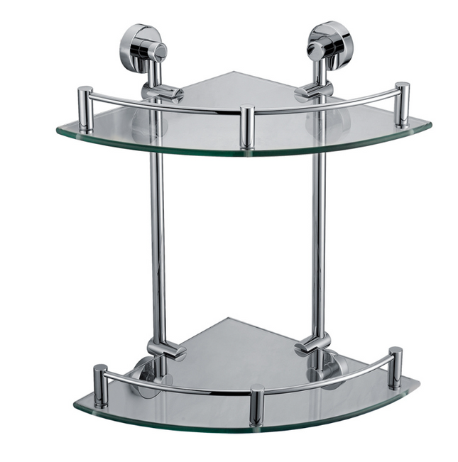 ALFI brand AB9548 Polished Chrome Corner Mounted Double Glass Shower Shelf ALFI brand