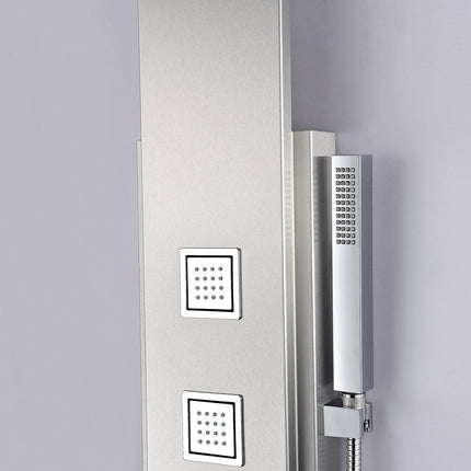 ANZZI Visor 60 in. Full Body Shower Panel with Heavy Rain Shower and Spray Wand in Brushed Steel SP-AZ035 Anzzi