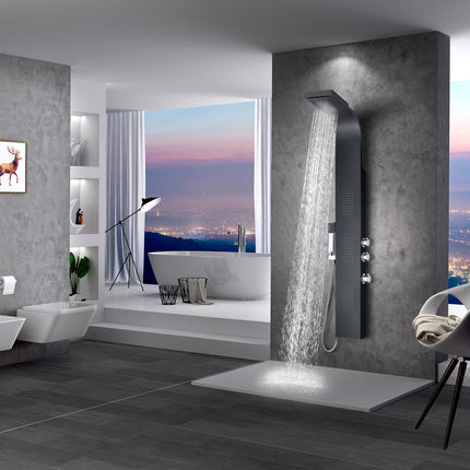 ANZZI Level Series 66 in. Full Body Shower Panel System with Heavy Rain Shower and Spray Wand in Black SP-AZ056 Anzzi