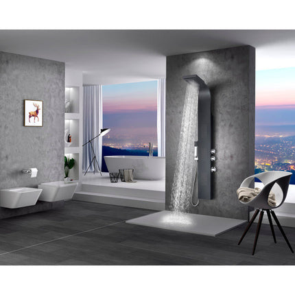 ANZZI Atoll Series 66" Full Body Shower Panel System with Heavy Rain Shower And Spray Wand In Black - SP-AZ8098 Anzzi