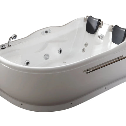 EAGO AM124ETL-L 6 ft Right Drain Corner Acrylic White Whirlpool Bathtub for Two