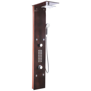 ANZZI Rite 60.75" 28-Jetted Full Body Shower Panel with Heavy Rain Shower And Spray Wand In Mahogany Style Deco-Glass - SP-AZ016 Anzzi