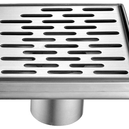 ALFI brand ABSD55C-BSS 5" x 5" Modern Square Stainless Steel Shower Drain with Groove Holes in Brushed Finish Alfi Brand