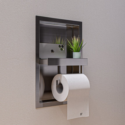 ALFI Brushed Stainless Steel Recessed Toilet Paper Holder Niche ABTPN88-BSS Alfi Brand