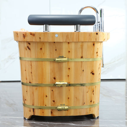 ALFI brand AB1136 61" Free Standing Cedar Wooden Bathtub with Chrome Tub Filler ALFI brand