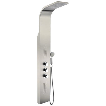 ANZZI Arc 64 in. 2-Jetted Shower Panel with Heavy Rain Shower and Spray Wand in Brushed Stainless Steel SP-AZ024 Anzzi