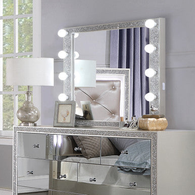 ACME BD00245 Sliverfluff Mirror with Led ACME Furniture