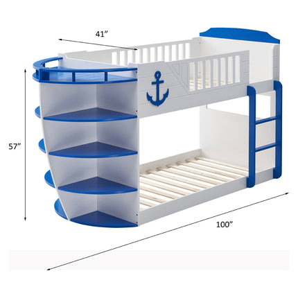 ACME BD00577 Neptune Sky Blue Twin/Twin Bunk Bed  5